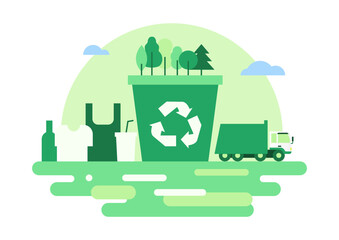 Vector illustration of garbage recycling.