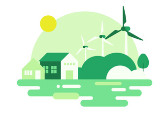 Vector illustration of the Eco-friendly town.