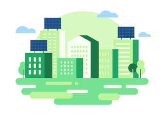 Vector illustration of the Eco-friendly city.