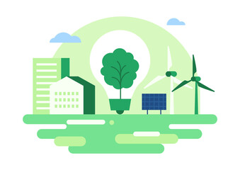 Vector illustration of the Eco-friendly city.