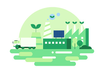 Vector illustration of an eco-friendly factory.