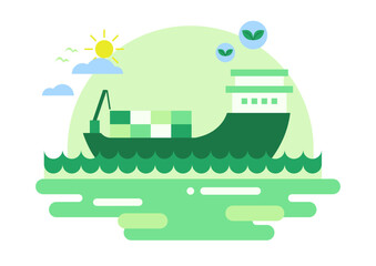 Vector illustrations of the eco-friendly ship.