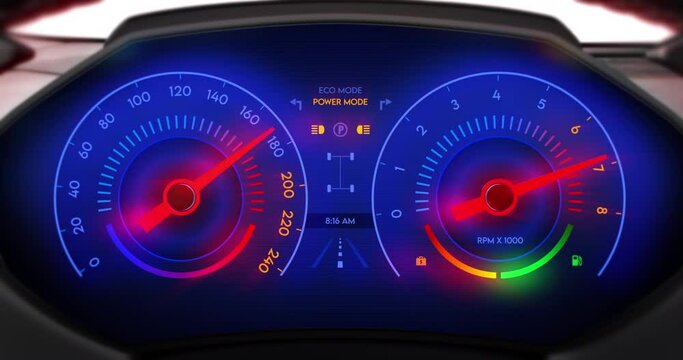 Luxury Sport Car Dashboard. High Performance Car Pushing The Limits. Powerful V8 Engine Working In Flames. Technology And Industry Related 3D Animation.
