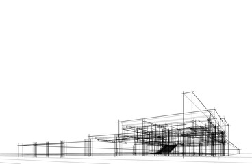 Fototapeta na wymiar Architectural drawing vector 3d illustration