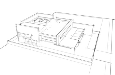Architectural drawing vector 3d illustration