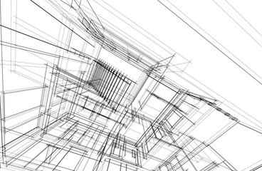 Architectural drawing vector 3d illustration