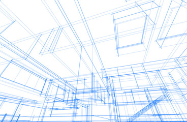 Architectural drawing vector 3d illustration