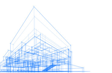 Architectural drawing vector 3d illustration