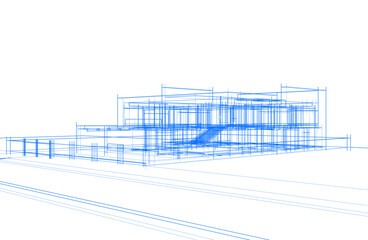 Architectural drawing vector 3d illustration