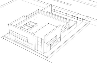 Architectural drawing vector 3d illustration