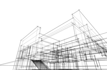 Architectural drawing vector 3d illustration