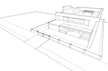 Architectural drawing vector 3d illustration