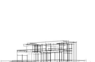 Architectural drawing vector 3d illustration