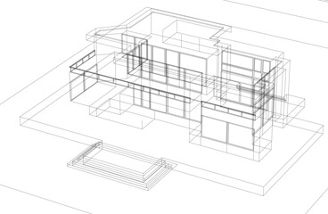 Architectural drawing vector 3d illustration