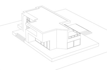 Architectural drawing vector 3d illustration
