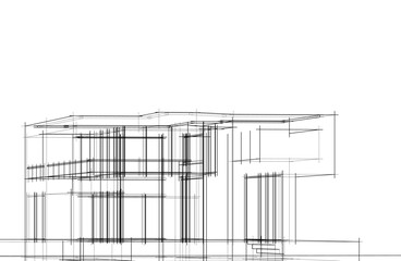 Architectural drawing vector 3d illustration