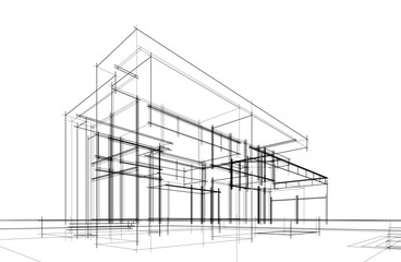 Architectural drawing vector 3d illustration
