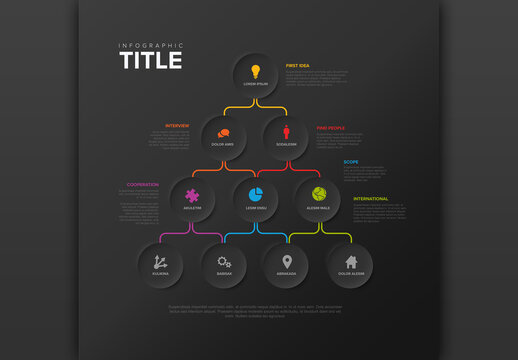 Vector Dark Minimalist Pyramid Hierarchy Infographic Template