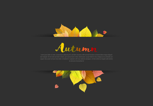 Autumn Leafs Dark Sale Post Banner Layout Template with Stripe
