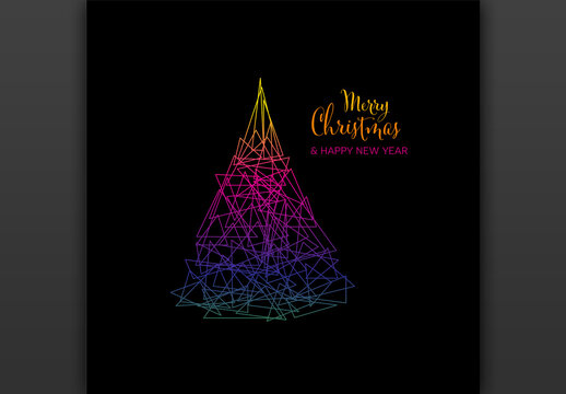 Modern Trendy Christmas Card with Triangle Christmas Tree