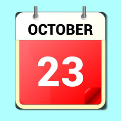 day on the calendar, vector image format, october 23