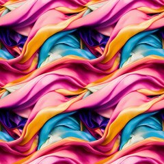 Obraz premium Seamless fabric pattern, colorful silk fabric background, abstract drape texture, 3d illustration