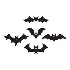 Halloween bats vector set cameo silhouette ready for print or your designs.