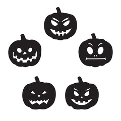 Halloween pumpkin vector set cameo silhouette ready for print or your designs.