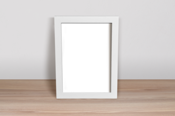 White Frame Mockup Leaning in Minimalist Room Scene