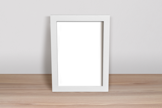 White Frame Mockup Leaning in Minimalist Room Scene