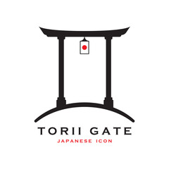 japanese torii gate vector and illustration with slogan template