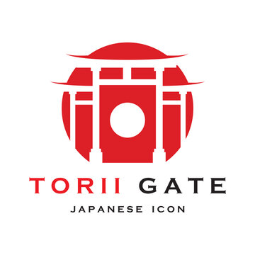 japanese torii gate vector and illustration with slogan template