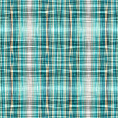 Teal rustic coastal beach house check fabric tile. Seamless sailor flannel textile gingham repeat swatch.