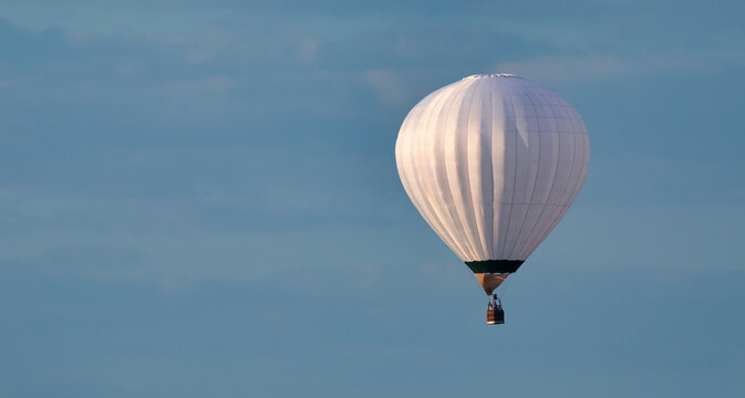 White balloon in the sky. A wonderful natural landscape.