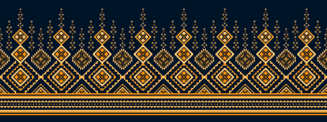 Ikat ethnic seamless pattern home decoration design. Aztec fabric carpet boho mandalas textile decor wallpaper. Tribal native motif flower traditional embroidery vector background 