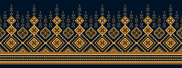 Ikat ethnic seamless pattern home decoration design. Aztec fabric carpet boho mandalas textile decor wallpaper. Tribal native motif flower traditional embroidery vector background 