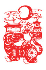 Chinese zodiac paper-cut art, home decoration.