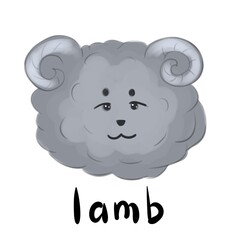 The lamb head, color illustration for children education