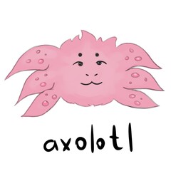 Axolotl, children's color illustration in cartoon style