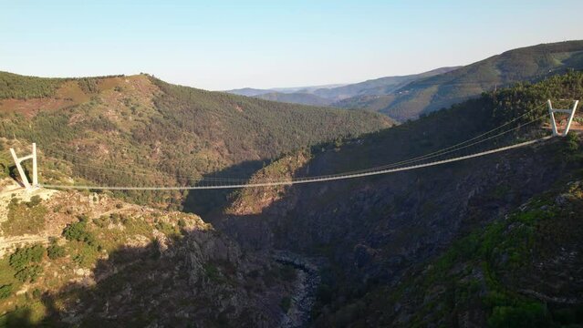 Suspension Bridge through Mountain River. 516 Arouca, Portugal