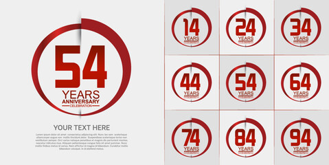 set of anniversary with red color can be use for celebration moment