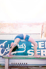 Beautiful Hispanic yoga woman. 