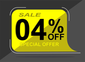 Fototapeta premium Sale tag 4% four percent off, vector illustration, balloon shape.