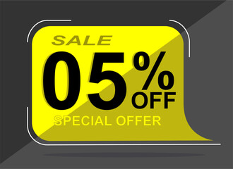Sale tag 5% five percent off, vector illustration, balloon shape.