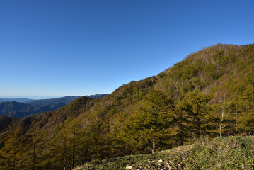 Fototapeta na wymiar Climbing mountains in Autumn, Nikko, Tochigi, Japan 