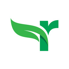 IniR tial letter with green leaf logo