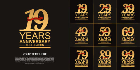 set of anniversary with golden color can be use for celebration moment