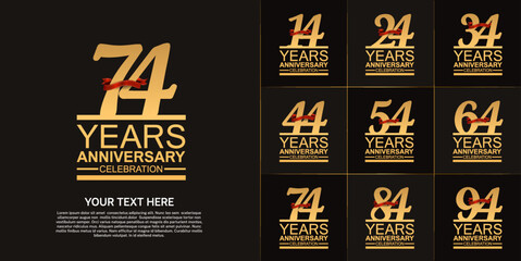 set of anniversary with golden color can be use for celebration moment