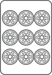 九筒の線画麻雀牌