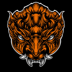 Japanese tattoo oni mask tribal illustration